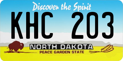 ND license plate KHC203