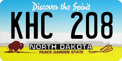 ND license plate KHC208