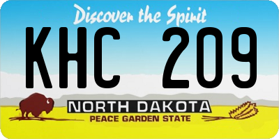 ND license plate KHC209