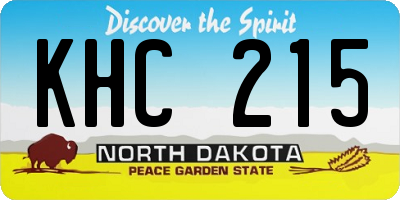 ND license plate KHC215