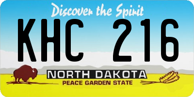 ND license plate KHC216