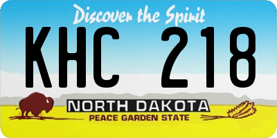 ND license plate KHC218