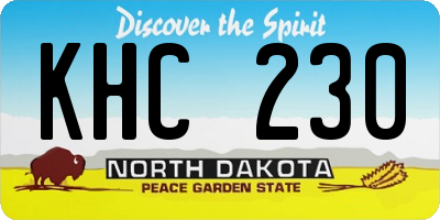 ND license plate KHC230