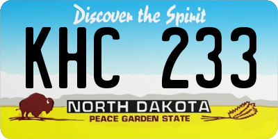 ND license plate KHC233