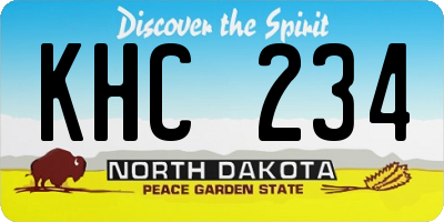 ND license plate KHC234