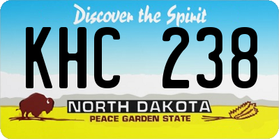 ND license plate KHC238