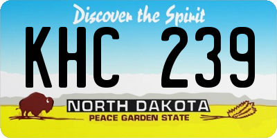 ND license plate KHC239