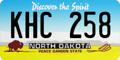 ND license plate KHC258