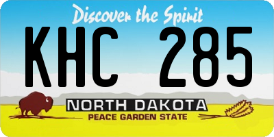 ND license plate KHC285