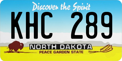 ND license plate KHC289