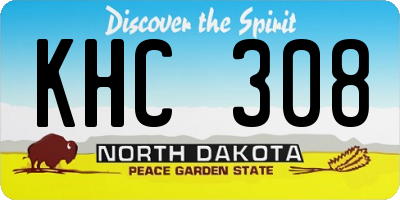 ND license plate KHC308