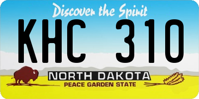 ND license plate KHC310