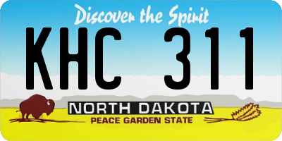 ND license plate KHC311