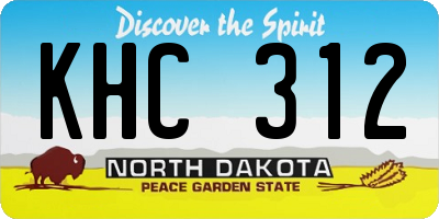 ND license plate KHC312