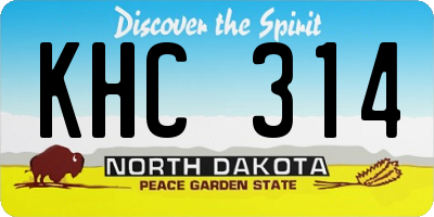 ND license plate KHC314