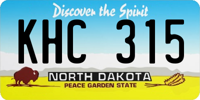 ND license plate KHC315