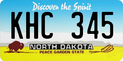 ND license plate KHC345