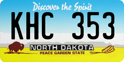 ND license plate KHC353