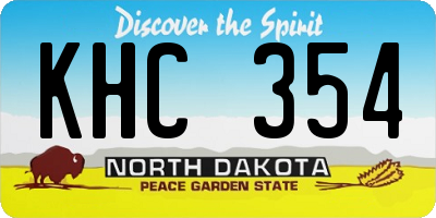 ND license plate KHC354