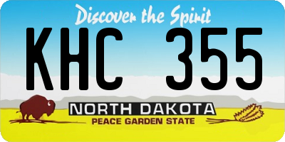ND license plate KHC355