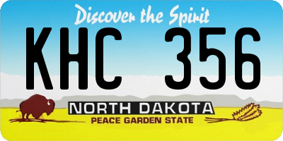ND license plate KHC356