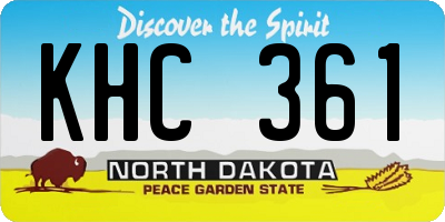ND license plate KHC361