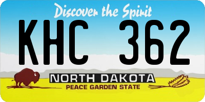 ND license plate KHC362