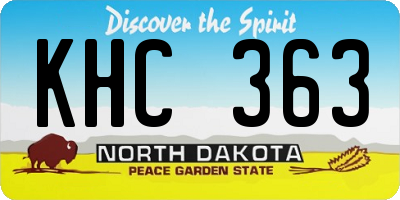 ND license plate KHC363