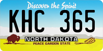 ND license plate KHC365
