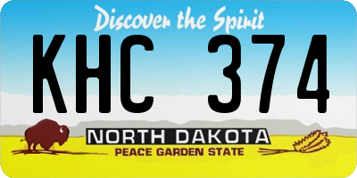 ND license plate KHC374