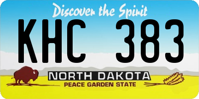 ND license plate KHC383