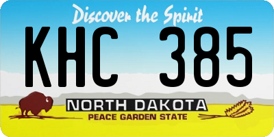 ND license plate KHC385