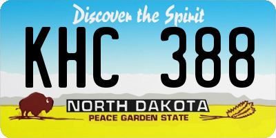 ND license plate KHC388