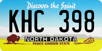 ND license plate KHC398
