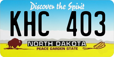 ND license plate KHC403