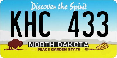 ND license plate KHC433