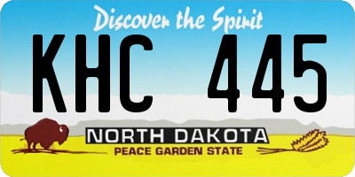 ND license plate KHC445