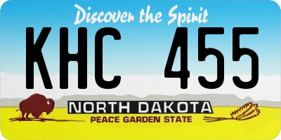 ND license plate KHC455