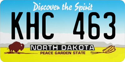 ND license plate KHC463