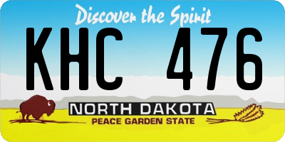 ND license plate KHC476
