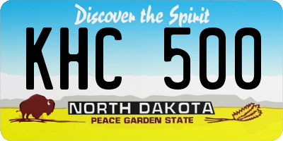 ND license plate KHC500