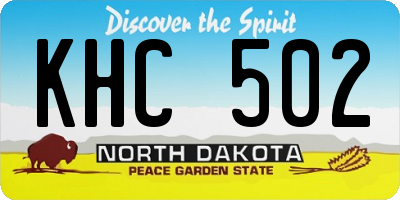 ND license plate KHC502