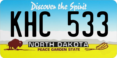 ND license plate KHC533