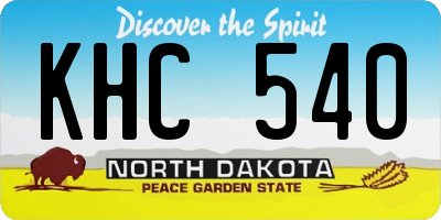 ND license plate KHC540