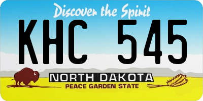 ND license plate KHC545