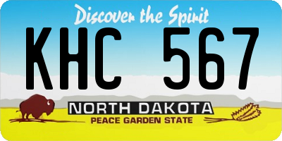 ND license plate KHC567