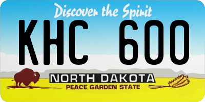 ND license plate KHC600