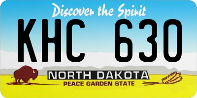 ND license plate KHC630
