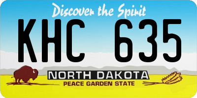 ND license plate KHC635