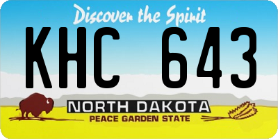 ND license plate KHC643
